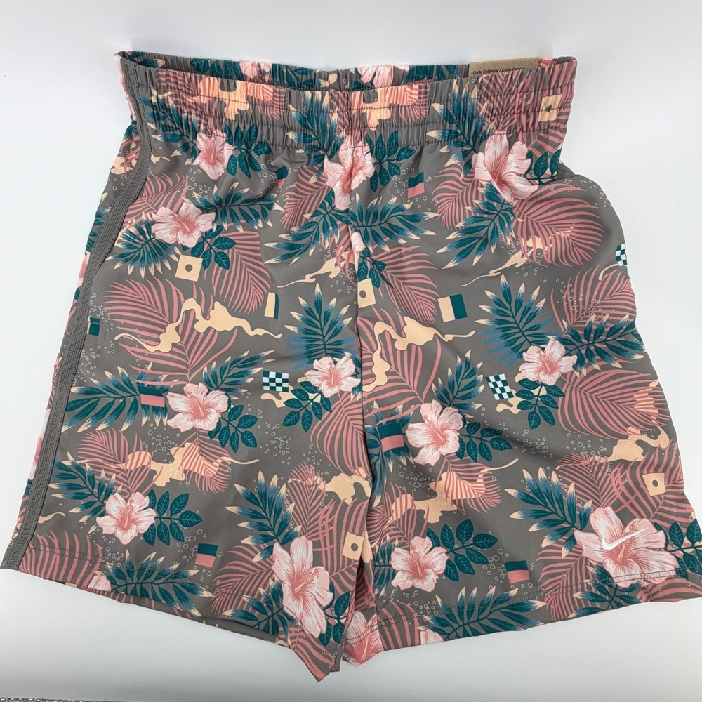 Nike‎ Kids Training Shorts Size L Tropical Floral Print Elastic Waist